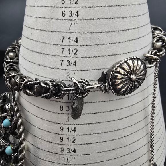 LEC Signed Tree Of Life Charm Bracelet Dark Silver Tone Chain Jewelry Boucher - Picture 6 of 10